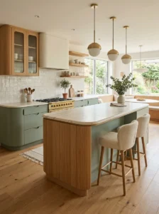 Curved kitchen design with modern soft edges trend