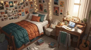 Personal decor making a dorm room feel like home