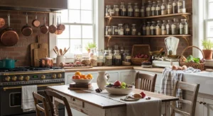 Vintage decor adding charm to a farmhouse kitchen