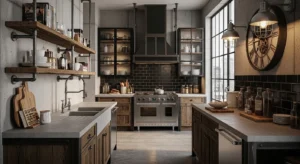 Industrial black kitchen with modern edgy style