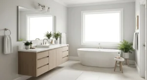 Light colors making bathroom feel spacious