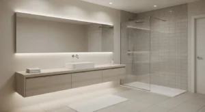 Simple color palette creating a calm bathroom