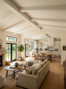 Consistent ceiling design in open concept space