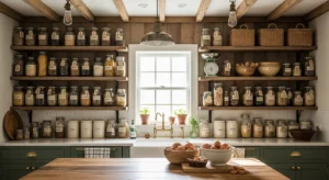 Open pantry shelving combining style and function