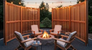 Multi-level deck enhancing fire pit area