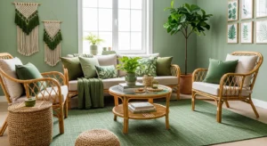 Rattan and green creating natural style