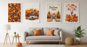 Seasonal artwork enhancing fall decor aesthetic