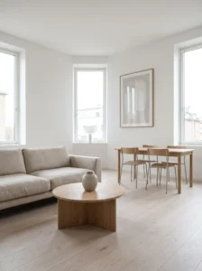 Minimal decor styling in living room dining room combo space