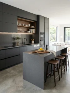 Minimal kitchen cabinet hardware with modern sleek design