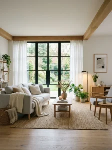 Calm Scandinavian living room minimal clean aesthetic