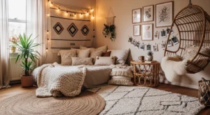 Boho style adding warmth and texture to a teen bedroom