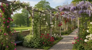 Trellises adding vertical dimension