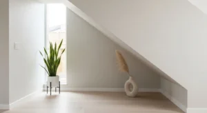 Under stairs simple open space with minimal decor and clean look