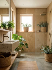 Eco-friendly bathroom fixtures with modern sustainable design