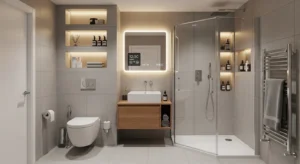 Compact layout maximizing small bathroom space