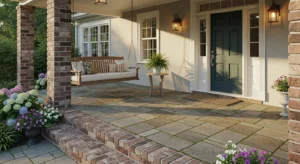 Stone flooring adding texture to porch