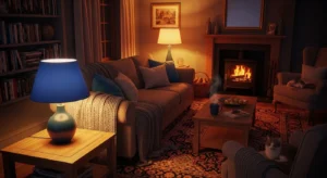 Blue lighting decor in living room