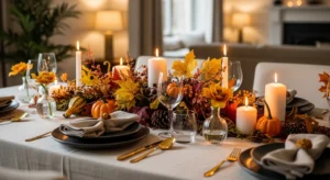 Fall dining table decor creating warm seasonal atmosphere