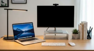 Minimal desk setup creating a clean and focused dorm workspace