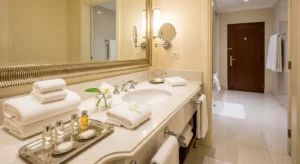 Fresh towels giving a guest bathroom a hotel feel