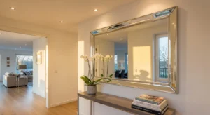 Large mirror in narrow hallway to create space illusion
