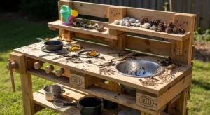 Pallet mud kitchen with rustic design