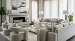 Neutral palette creating elegant living room