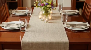 Table runner adding structure to table