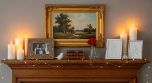 Styled mantel adding personality
