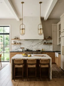 Statement range hood kitchen design with modern luxury style