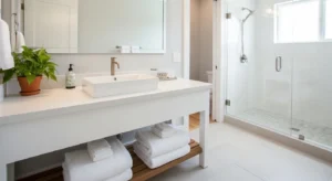 Spring bathroom decor with fresh elements