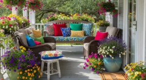 Color accents brightening porch