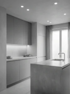 Monochrome kitchen cabinets creating a seamless and modern look