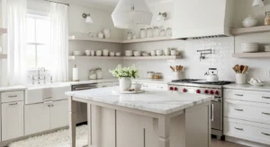 Mix of white tones creating depth in a kitchen