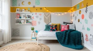 Wall decals adding a fun and easy update to a teen bedroom