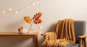 Simple cozy fall decor creating warm inviting space