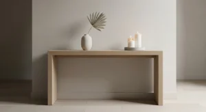 Minimalist behind sofa table with neutral decor