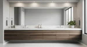 Large mirror making bathroom look bigger