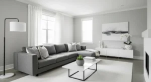 Grey and white living room with clean look