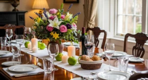 Fresh flowers adding elegance to table