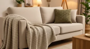 Throw blanket adding warmth to sofa