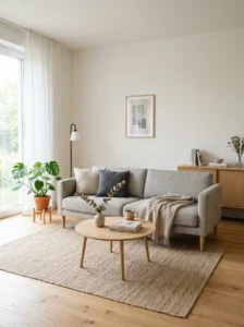 Functional Scandinavian furniture for clean living room style