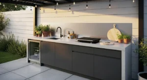 Compact outdoor kitchen designed for small spaces