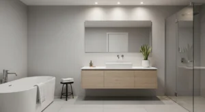 Minimal decor creating a clutter-free guest bathroom