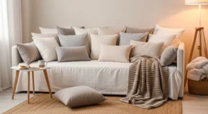 Daybed used as both sofa and bed in small space living room