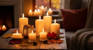 Candles creating warm and cozy fall lighting