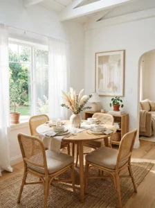 Light color small dining room to make space look bigger