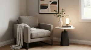 Living room corner with accent chair and side table