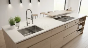 Kitchen island with sink improving functionality