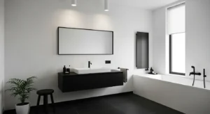 Minimalist black and white bathroom design